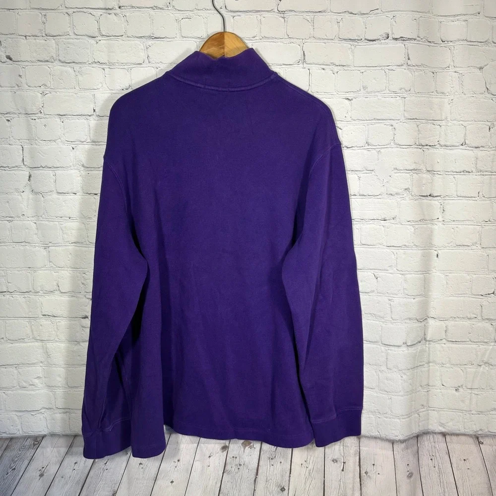 Polo Ralph Lauren Mens XXL Purple Quarter Zip Pullover Cotton Sweater Green Pony